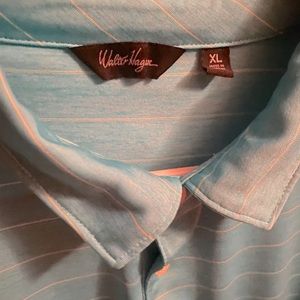 Walter Hagan dry fit golf shirt color teal with stripes size xxl